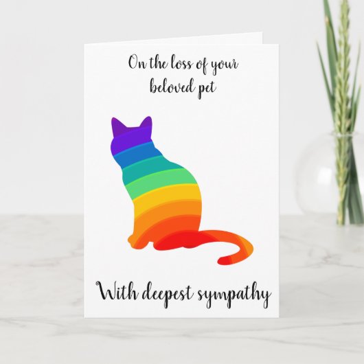 Rainbow cat silhouette or photo pet sympathy card feestdagen kaart (Voorkant)