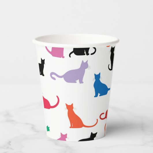 Rainbow Cat Silhouetten Cat Lover's Papieren Bekers (Voorkant)