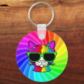 Rainbow Cat Twirl Sleutelhanger (Voorkant)