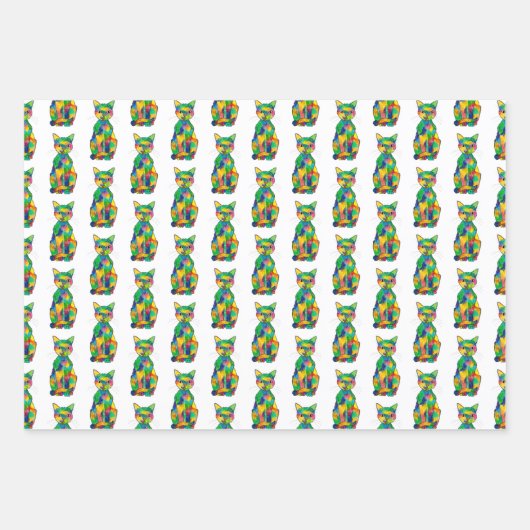 Rainbow Cat Wrapping Paper Sheet Set (Voorkant 3)