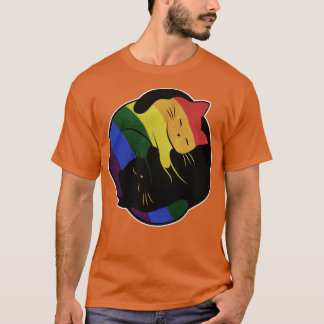 Rainbow Cat Yin Yang LGBT Gay Pride Vlag T-shirt