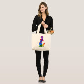 RAINBOW CATERPILLAR GROTE TOTE BAG (Voorkant (model))