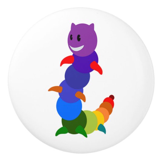 RAINBOW CATERPILLAR KERAMISCHE KNOP (Voorkant)