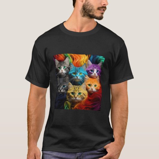 Rainbow Cats Abstract T-shirt (Voorkant)