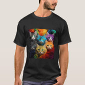 Rainbow Cats Abstract T-shirt (Voorkant)