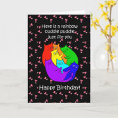 Rainbow Cats Cuddle Puddle Funny Happy Birthday Kaart (Gele Bloem)