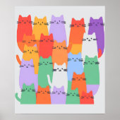 Rainbow Cats Minimalistische Muurkunst - Schattige Poster (Voorkant)