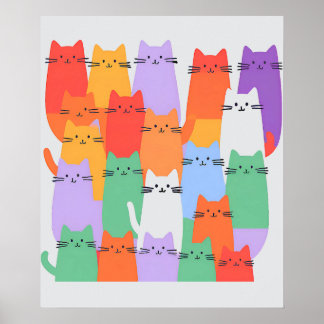 Rainbow Cats Minimalistische Muurkunst - Schattige Poster
