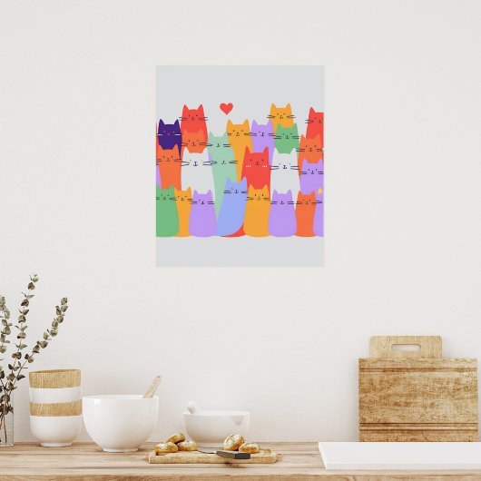 Rainbow Cats Minimalistische Muurkunst - Schattige Poster (Keuken)