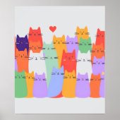 Rainbow Cats Minimalistische Muurkunst - Schattige Poster (Voorkant)