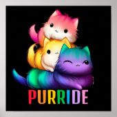 Rainbow Cats Purride Zwart Poster (Voorkant)