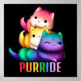 Rainbow Cats Purride Zwart Poster