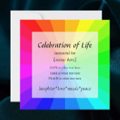 Rainbow Celebration of Life Memorial Invitation Kaart