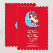 Rainbow Celestial Blue Moon & Stars Unicorn Kaart (Voorkant / Achterkant)