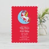 Rainbow Celestial Blue Moon & Stars Unicorn Kaart (Staand voorkant)