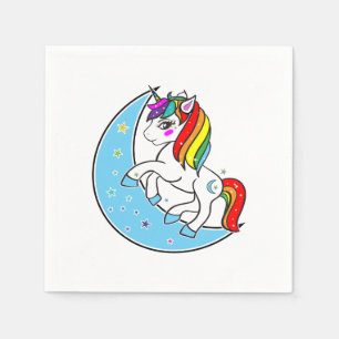 Rainbow Celestial Blue Moon & Stars Unicorn Servet