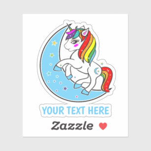 Rainbow Celestial Blue Moon & Stars Unicorn Sticker