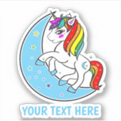 Rainbow Celestial Blue Moon & Stars Unicorn Sticker (Voorkant)