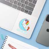 Rainbow Celestial Blue Moon & Stars Unicorn Sticker (Laptop met iPhone)