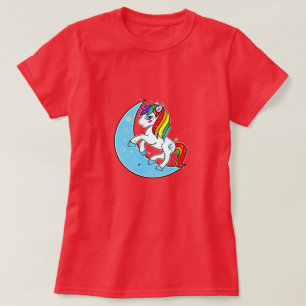 Rainbow Celestial Blue Moon & Stars Unicorn T-shirt