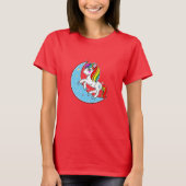Rainbow Celestial Blue Moon & Stars Unicorn T-shirt (Voorkant)