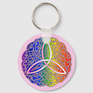 Rainbow Celtic Art Trinity Knot Sleutelhanger