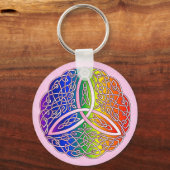 Rainbow Celtic Art Trinity Knot Sleutelhanger (Voorkant)
