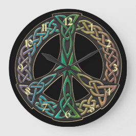 Rainbow Celtic Knot Peace Sign-klok Grote Klok