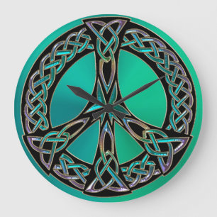 Rainbow Celtic Knot Peace Sign-klok Grote Klok