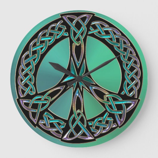 Rainbow Celtic Knot Peace Sign-klok Grote Klok (Voorkant)