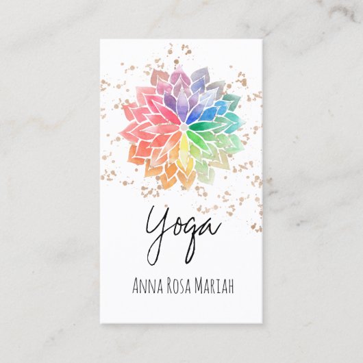 *~* Rainbow Chakra Mandala Spiritueel Yoga Glitter Visitekaartje (Voorkant)