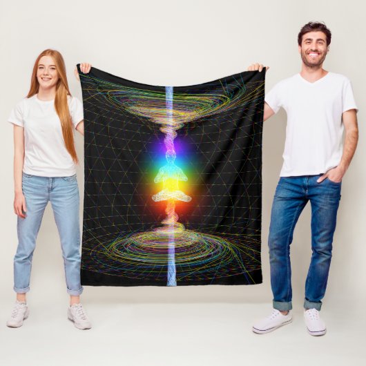 Rainbow Chakras Energy Field Black Fleece Deken (In situ)