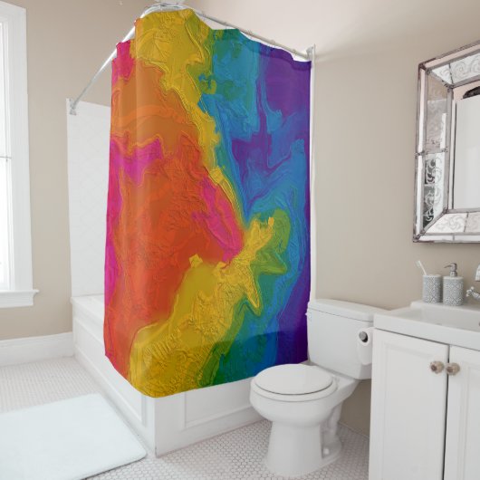 Rainbow Chalk Gradient Swirls Douchegordijn (In situ)