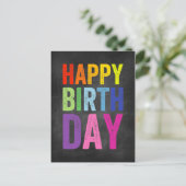 Rainbow & Chalkboard Happy Birthday Briefkaart (Staand voorkant)