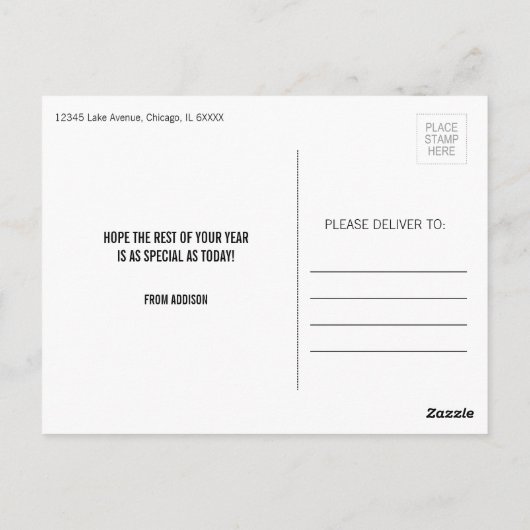 Rainbow & Chalkboard Happy Birthday Briefkaart (Achterkant)