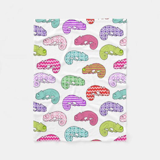Rainbow Chameleon Pattern Fleece Deken (Voorkant)