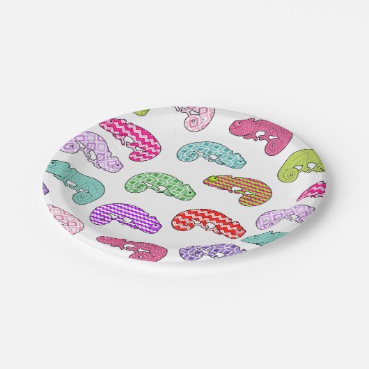 Rainbow Chameleon Pattern Papieren Bordje (Gekanteld)