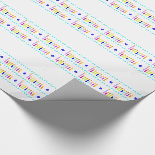 Rainbow Chanukah Menorah Wrapping Paper Cadeaupapier (Hoek)