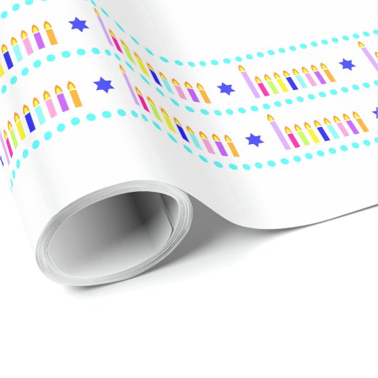 Rainbow Chanukah Menorah Wrapping Paper Cadeaupapier (Rol Hoek)