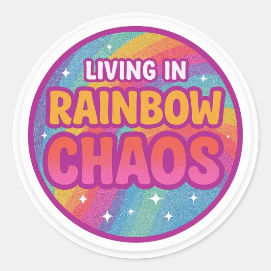 Rainbow Chaos Round Sticker (Voorkant)