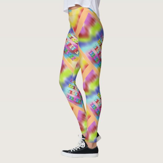 Rainbow check patterned shimmer voor dames leggings (Links)