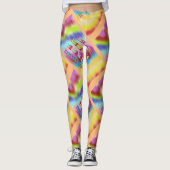 Rainbow check patterned shimmer voor dames leggings (Voorkant)