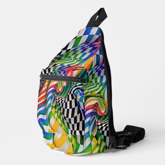 Rainbow Checkerboard Digitale kunst Sling Bag (Rechterhoek)