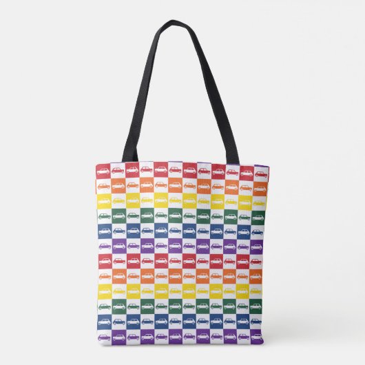 Rainbow Checkerboard Mini Cooper Canvas tas (Achterkant)