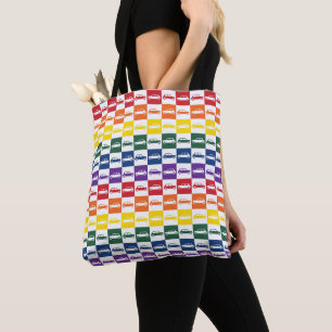 Rainbow Checkerboard Mini Cooper Canvas tas