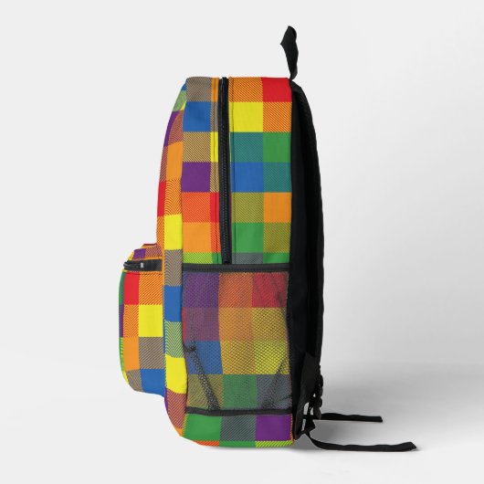 Rainbow Checkerboard Plaid Pride Kleuren Bedrukte Rugzak (Rechts)