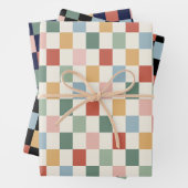 Rainbow Checkerboard retro kleuren vector naadloos Inpakpapier Vel (In situ)