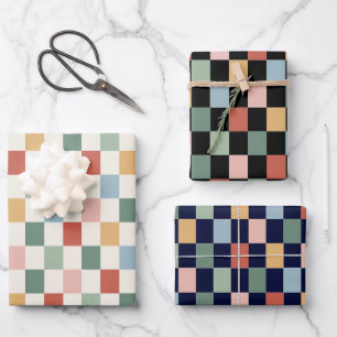 Rainbow Checkerboard retro kleuren vector naadloos Inpakpapier Vel