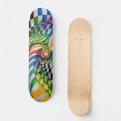Rainbow Checkerboard & Stripes Digitale kunst Persoonlijk Skateboard (Voorkant)