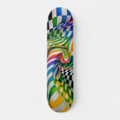 Rainbow Checkerboard & Stripes Digitale kunst Persoonlijk Skateboard (Voorkant)